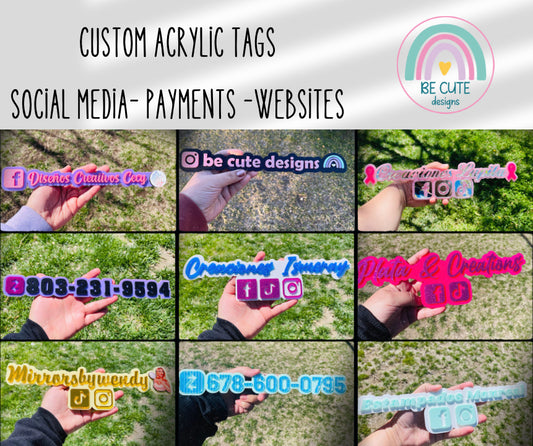 Acrylic Social Media Sign, Hashtag, Username, Photo Prop, Follow Us, Let's Connect, Laser Cut, 3D, Custom Business Logo, Watermark, Two Row