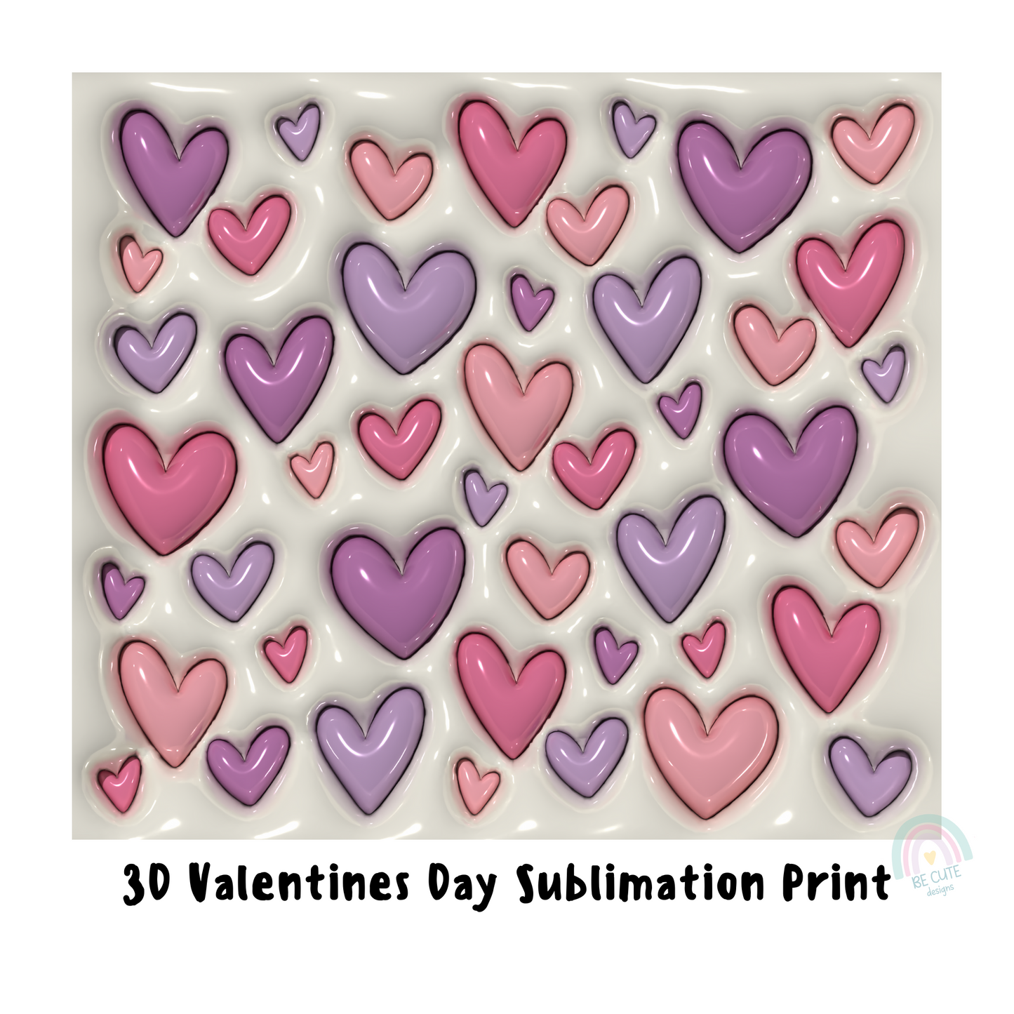 3D Valentines Day - 20oz Straight Tumbler Sublimation Print