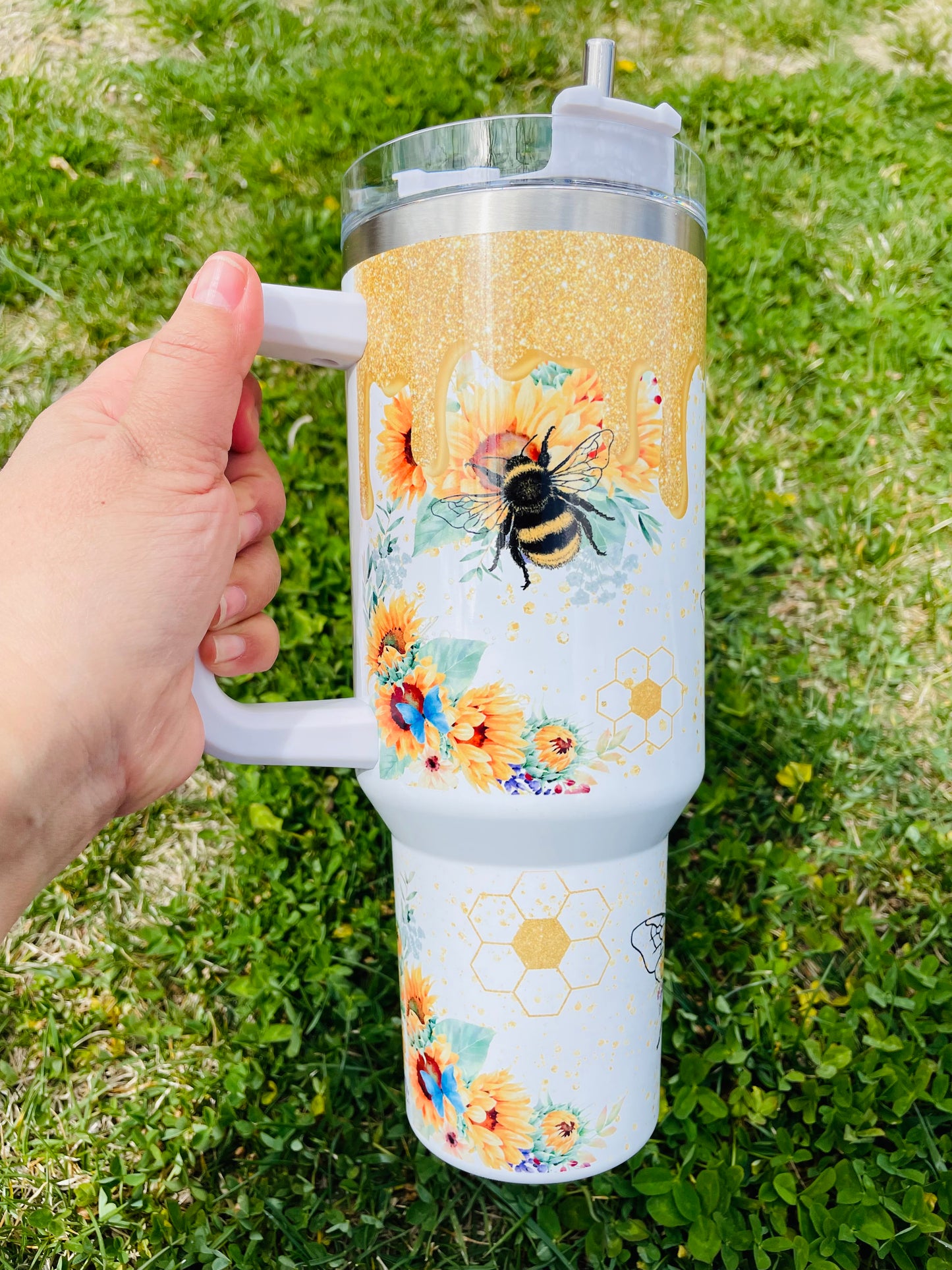 Bee Honey Drip Stainless Steel 40 oz Tumbler