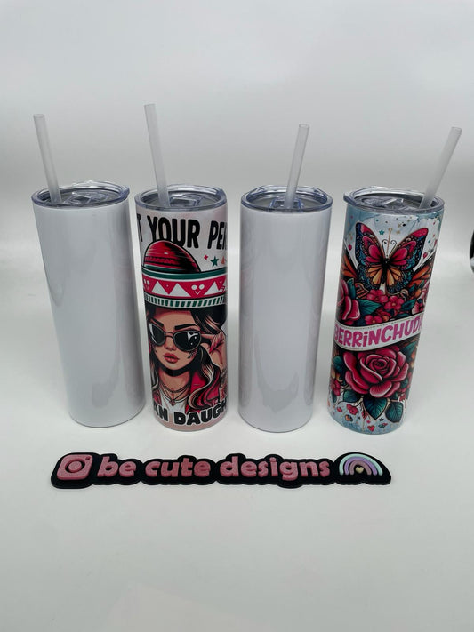 50 Pack Sublimation Blanks Tumbler Skinny 20 OZ Bulk White With Lid And Straw