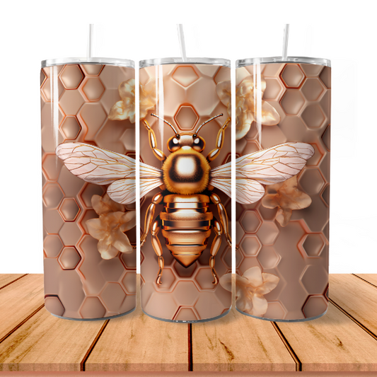 3D Rose Gold Bee Tumbler