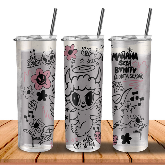 Pink/ Gray Devil Angel Tumbler