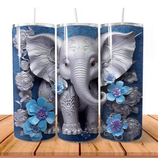 3D Silver Elephant Tumbler