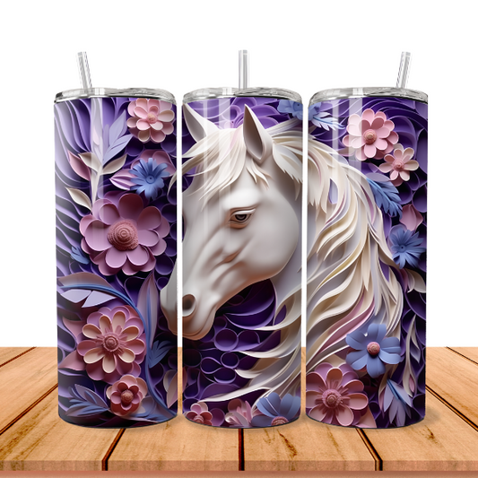 White Horse Tumbler 3D