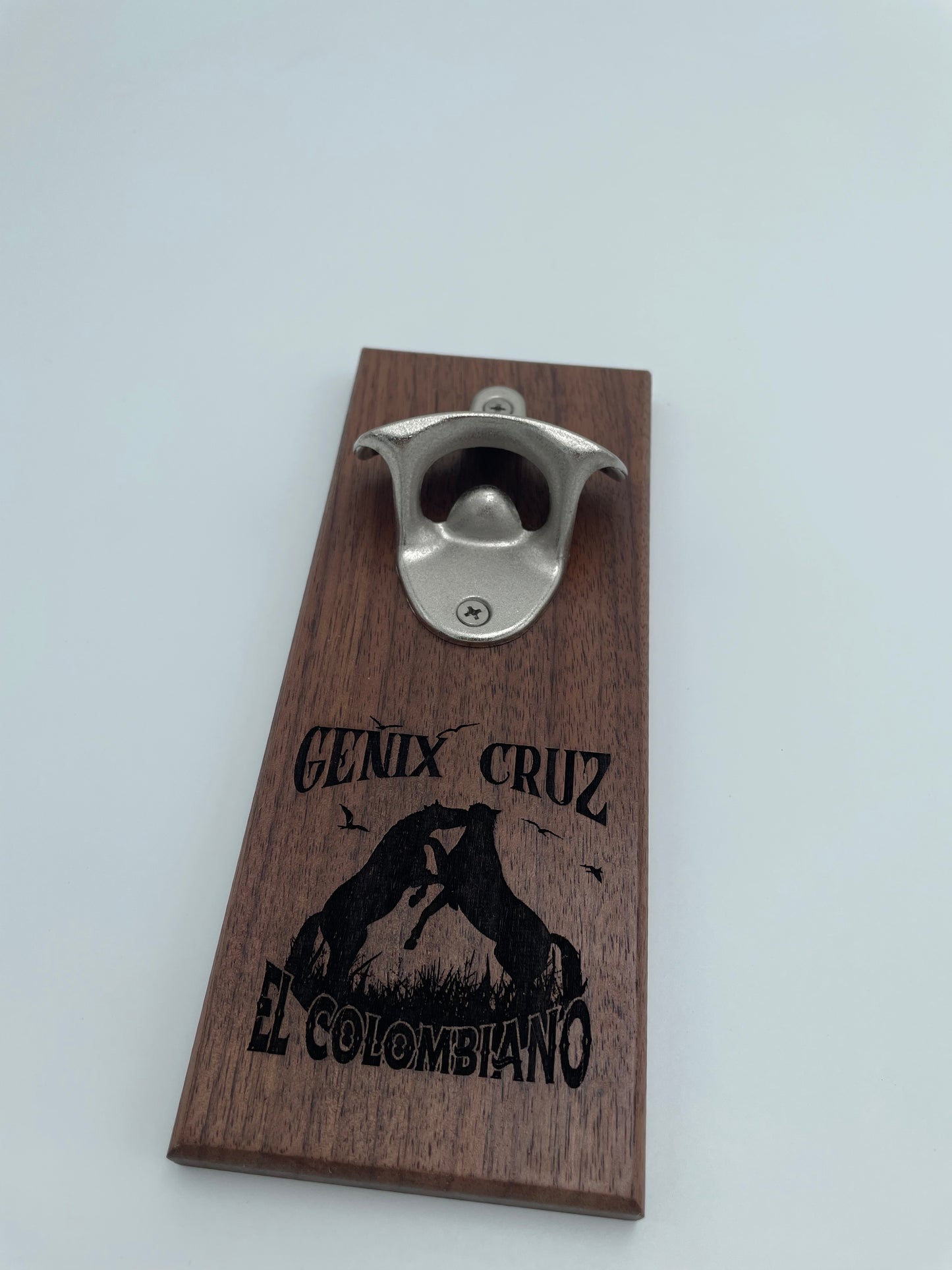 Laser wood bottle opener