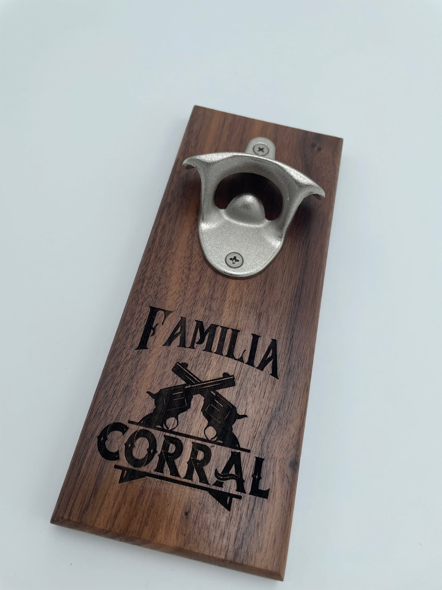 Laser wood bottle opener