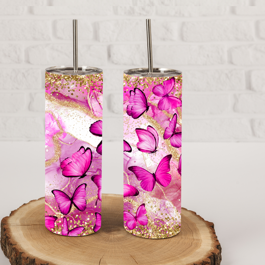 Pink Butterfly Tumbler