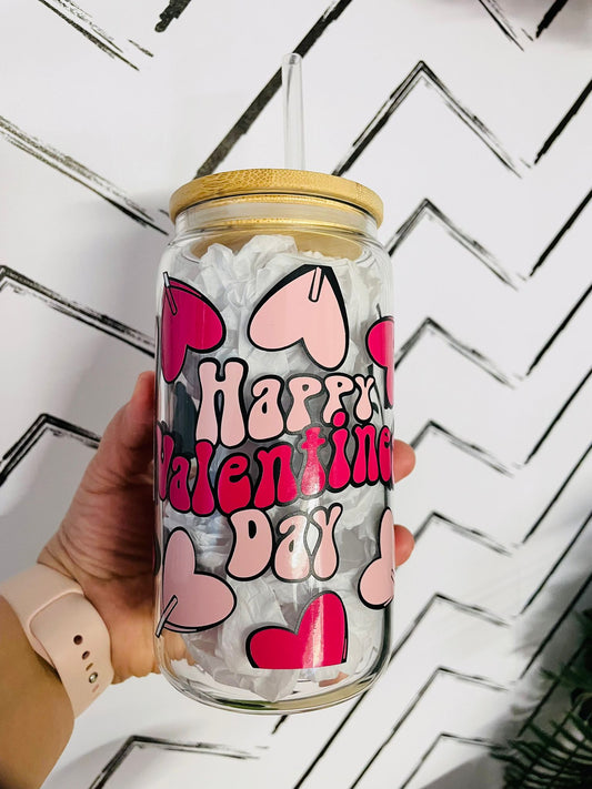 Valentines 16 oz Can Glass