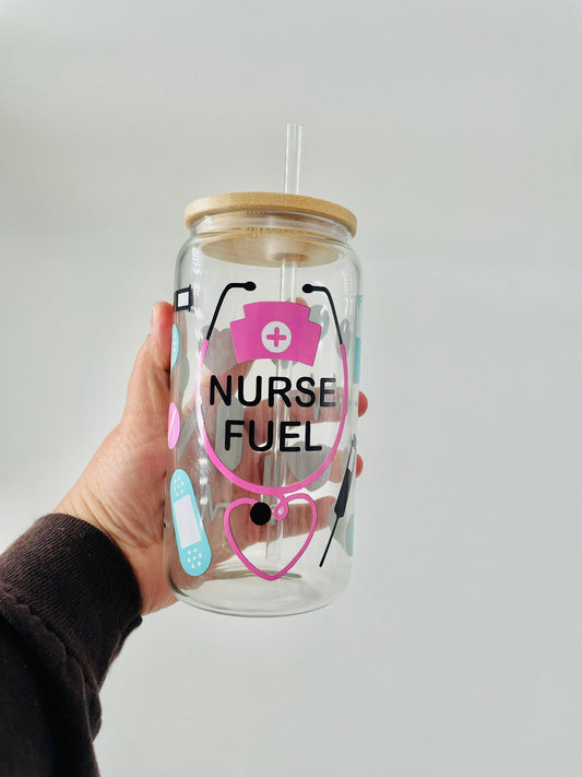 Enfermera combustible lata de vidrio de 16 oz