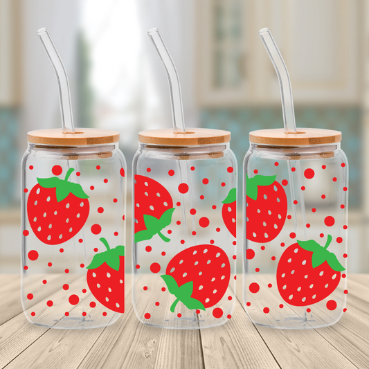 Strawberry Libbey Can Glass 16 oz