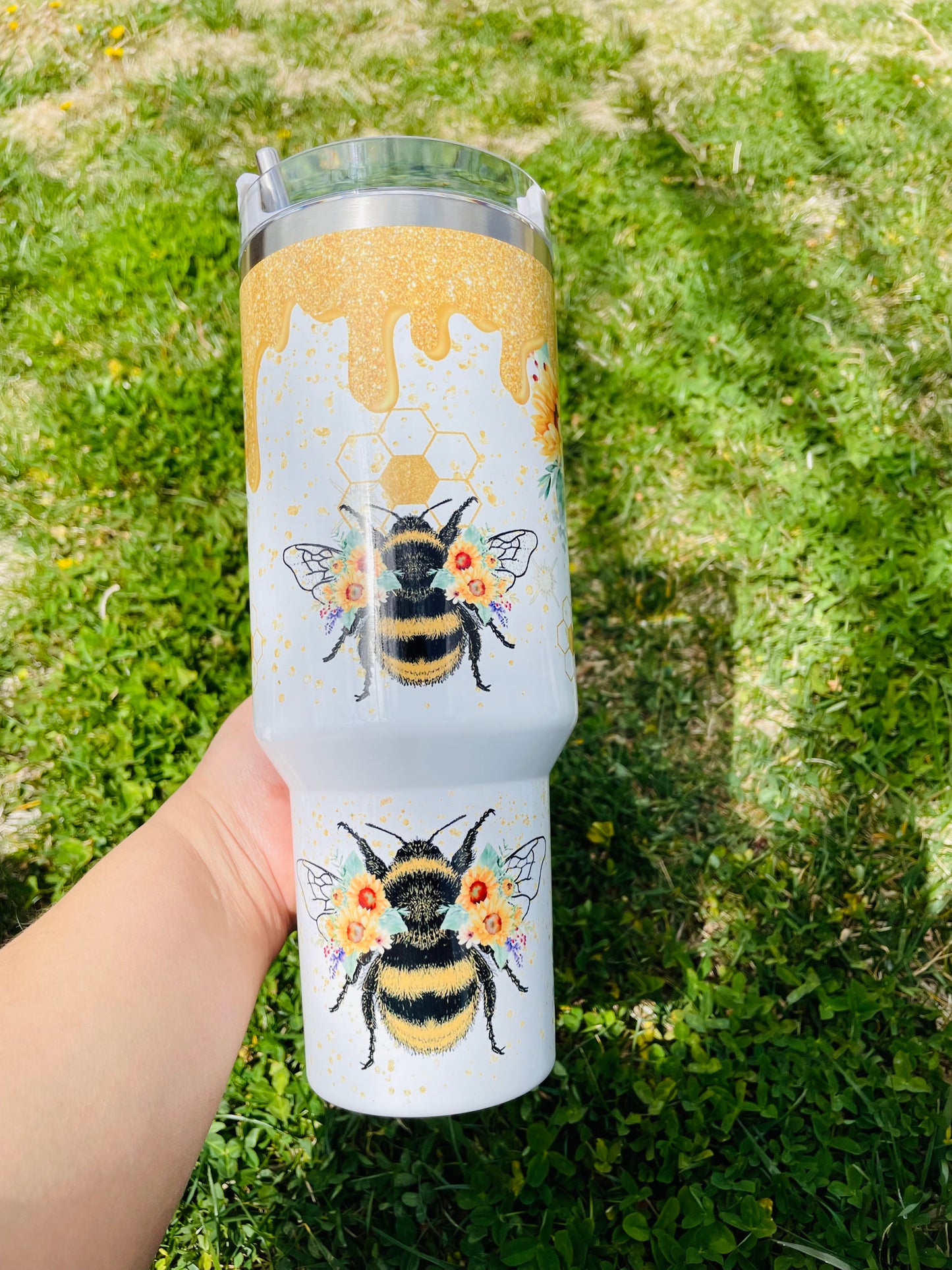 Bee Honey Drip Stainless Steel 40 oz Tumbler