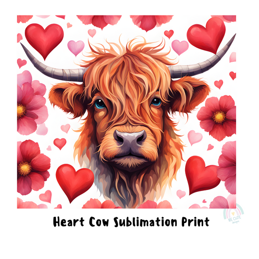 Heart Cow - 20oz Straight Tumbler Sublimation Print