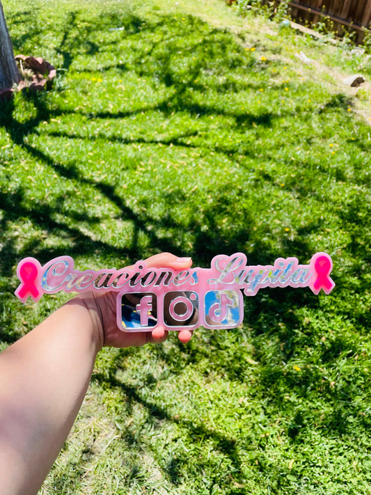 Acrylic Social Media Sign, Hashtag, Username, Photo Prop, Follow Us, Let's Connect, Laser Cut, 3D, Custom Business Logo, Watermark, Two Row