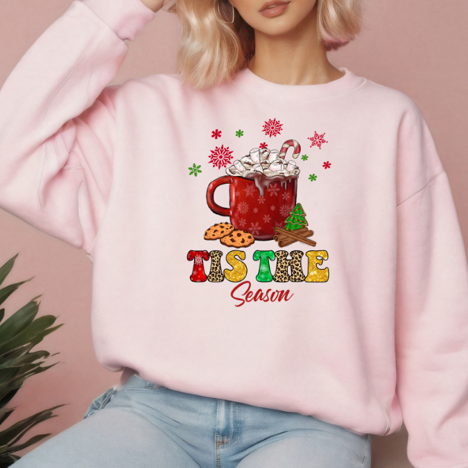 This The Season Christmas Pink Crewneck Sweatshirt