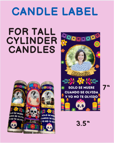 Day of the Dead Candle Labels for Tall Cylinder Candles