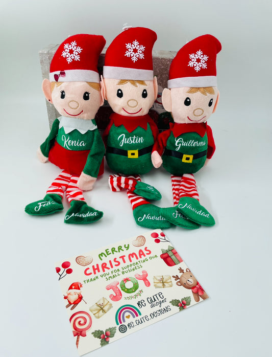 Custom Christmas Elf | Genders Boy and Girl | FREE Customization with Name, Eyeglasses, Hairbow