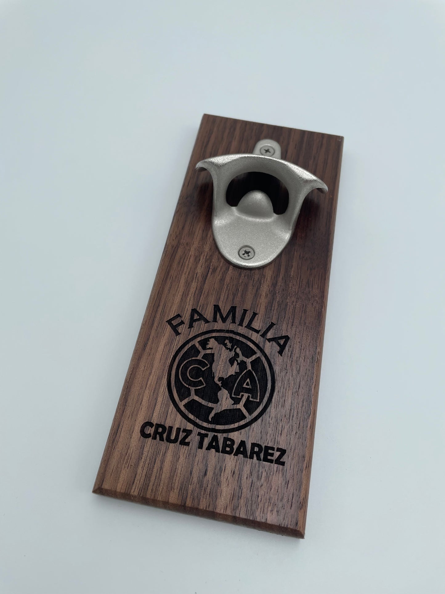 Laser wood bottle opener