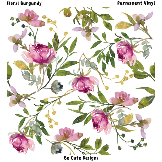 Floral Burgundy Patterned Vinyl