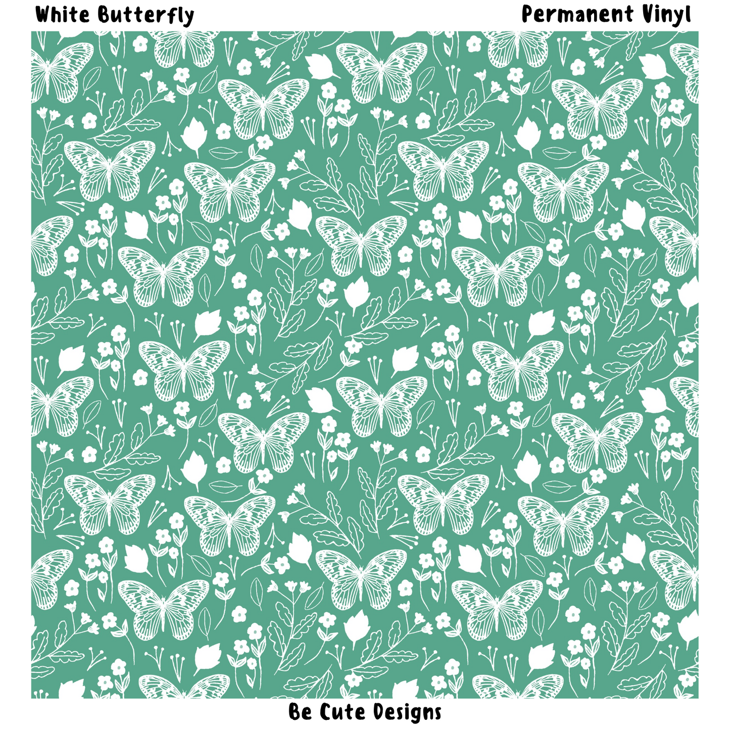 White Butterfly Patterned Vinyl