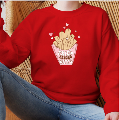 Fries Before Guys Red Crewneck